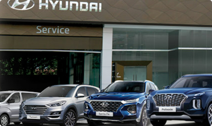 Hyundai cars on display at a dealership showroom